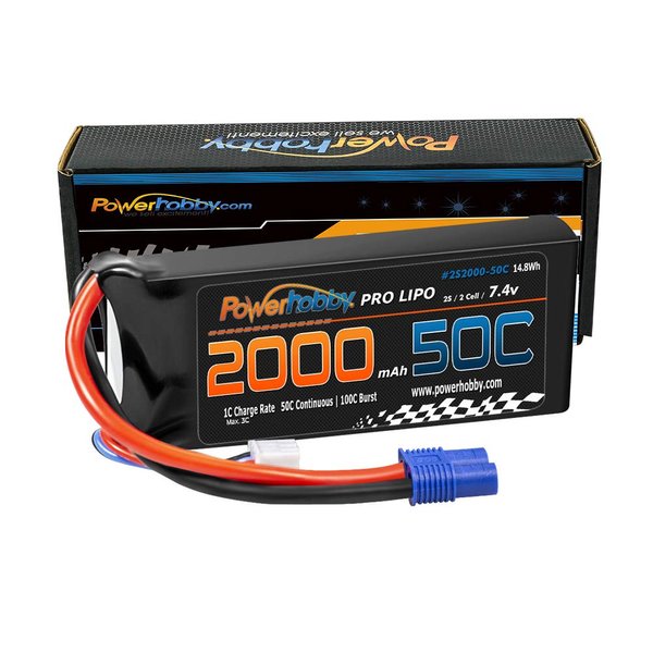 Powerhobby 2s 7.4V 2000mah 50c Lipo Battery with EC3 Plug Fits : Losi Mini 8ight / 8ight-T