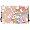 Let's Roll Theme Backdrop Groovy Rainbow Roller Skate Photography Backgroud Lets Roll Skate Party Decors for Roller Skate Girl Birthday Party Decorations Cake Table Banner (7x5ft)