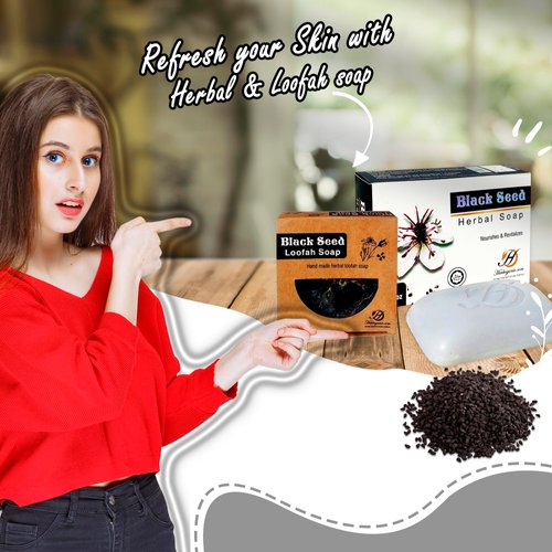 HERBOGANIC Black Seed Herbal Soap and Black Seed Loofah Soap | Deep cleansing and nourishing soaps | Ideal for Men and Women | Soothing and hydrating soaps for moisturization | 5 Oz and 3.5 Oz…