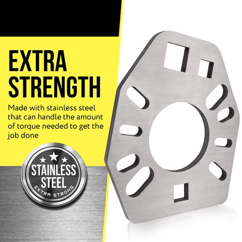 Mission Automotive Stainless Steel Pinion Yoke Wrench Tool Extra Strength Puller for Loosening Pinion Flange & Nuts Extra 1/2" Hole that Fits Most Sockets Works with Various Style Yokes,Flanges/Axles