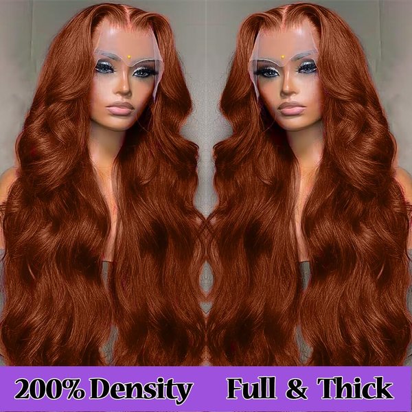 KTOOYKE 13x6 Reddish Brown Lace Front Wigs Human Hair Pre Plucked 26 Inch 200% Density Body Wave Hd Lace Front Wigs Human Hair Colored Copper Red Lace Frontal Wigs Human Hair 13x6 Brown Glueless Wigs