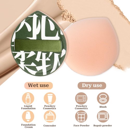 Korean Makeup Powder Puff Ultra Soft Sponge Puff for Foundation Concealer and Powder Teardrop Powder Puff Foundation Sponge Blender Sponge for Liquid, Cream, and Powder (2 Big 2 Small)