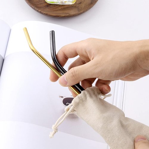BESTonZON 10 Pcs Cotton and Linen Pouch Bag Straw Carrying Case Cutlery Fork Spoon Carry Pouch Portable Travel Bag for Drinking Straws
