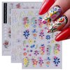 Generic 5D Flower Nail Stickers for Nail Art Self-Adhesive Daisies Design Nail Decals Personalized yellow blue white Flowers Nail Art Stickers Nail Stickers for Women DIY Manicure Tip 3 Sheets
