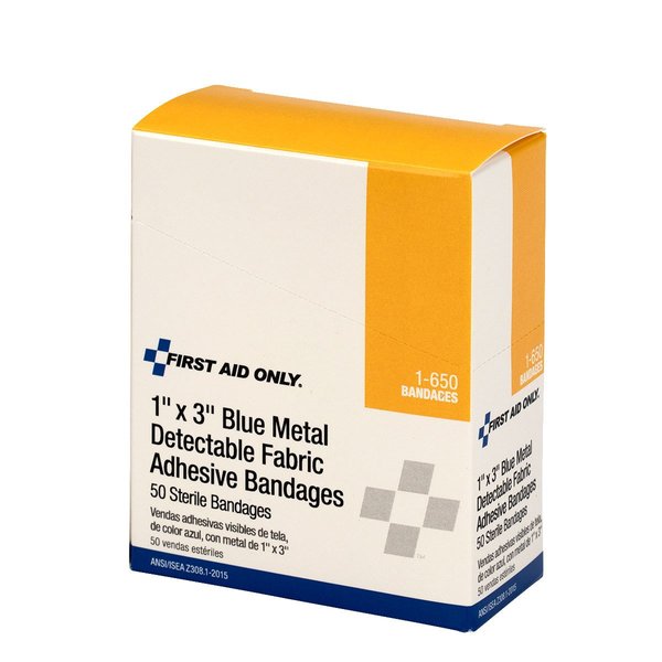 First Aid Only 1-650 Metal Detect Fabric Strip, 3 Length x 1 Width (Box of 50)