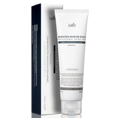LA'DOR Keratin Power Glue Leave-In Conditioner Protein Hair Treatment Mask Heat Protectant Gloss Shine Snail Mucin Detangler Serum for Dry Damaged Curly Color Treated Bleached Hair 5.3 Oz LADOR Korean