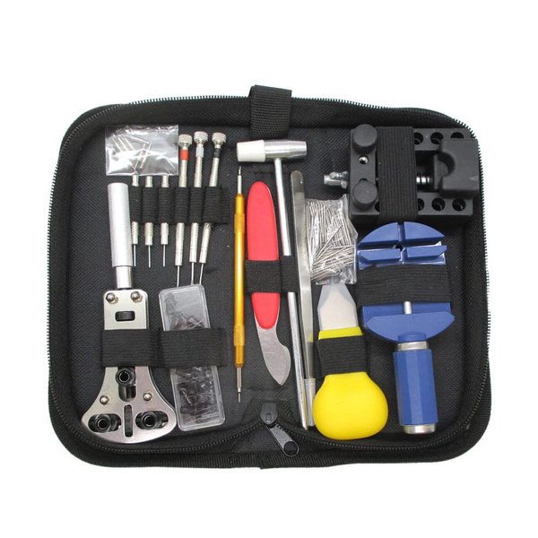 Watch Repair Kit (147 Pieces) - Professional Watch Service Set with Carry Case & User Manual - Battery, Band, Strap, Link Pin, Spring Bar, Back Remover & Replacement - Watch Fixing & Adjustment Tools