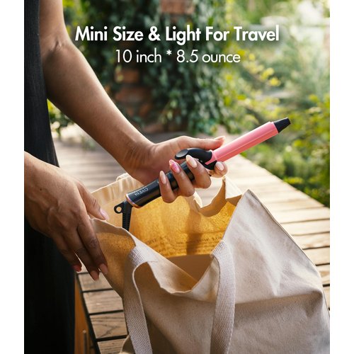 CIVEYA Travel Curling Iron 3/4 Inch with 5 Heat Settings, Mini Curling Iron Dual Voltage with Argan Oil Infused Barrel, Mini Curling Iron for Short Hair, 60 Mins Auto-Off