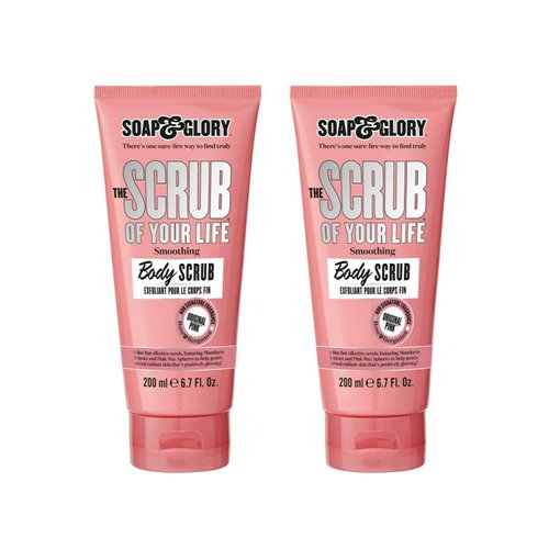 Soap & Glory Original Pink The Scrub Of Your Life Exfoliating Body Scrub - Smoothing & Buffing Scrub - Rose & Bergamot Body Polish - Brightening Scrub with Shea Butter & Vitamin E (200 ml, 2 pack)
