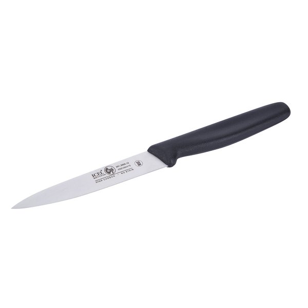 ICEL 4 Inch Paring Knife, Straight Edge, High Carbon German Stainless Steel razor Sharp Blade, Black Handle