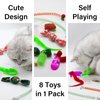 8 Pcs Christmas Cat Toy Box for Cats, Including 2 Cat Wand Refills, 2 Catnip Kicker Toys Red/Green, 1 Cat Mouse Toy, 1 Cat Spring Toy, 2 Worm Cat Teaser Toys for Indoor Cats
