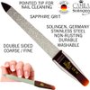Camila Solingen CS17 5" Professional Sapphire Metal Nail File Pointed for Fingernail and Toenail Care. Double Sided Coarse Fine for Manicure/Pedicure. Made of Stainless Steel, Solingen Germany