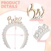 Jexine Bridal Pearl Headband White Pearl Tiara Crown Headpiece Bride Crown Bachelorette Party Decorations for Girls Wedding(Trendy)