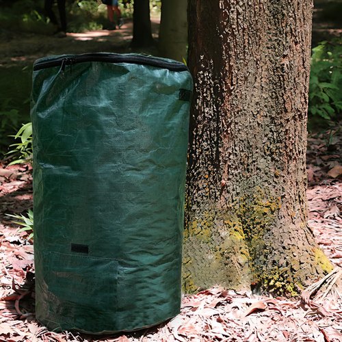 Compost Bin Bags 34 Gallon, Garden Compost Bags Outdoor Reusable,Organic Waste Garden Yard Compost Bag Collapsible Leaf Lawn Bags Gardening Container (Green 1pc)