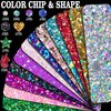 Holographic Chunky Glitter 50g Silver+8g*4 Body Glitter with Multi-Shapes Black+Pink&White+Red+Green Sparkle Glitter for Body Face Eye Hair Makeup Glitter for Resin Project+Quick Dry Makeup Glue