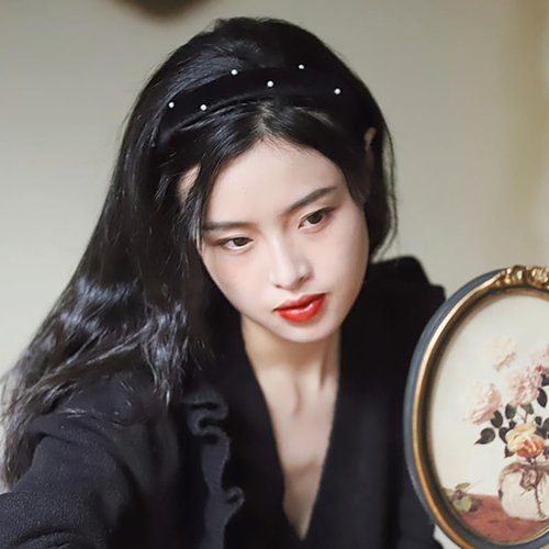 TUCEWP Black Headbands for Women Girls Pearl Velvet Headbands Non Slip Soft Thick Padded Headband Vintage Fall Turban Headband No Teeth Head Bands Hoops Headwear Fashion Styling Tools Accessories