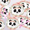 Welliboom 96PSC Panda Birthday Party supplies，Panda Party Favors,Panda Party Plates and Napkins Set For 24 Guests, Panda party decorations for Kids (Pink panda)