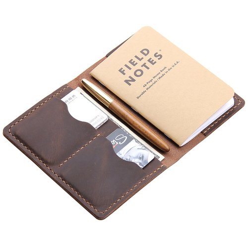 Leather Journal Cover for Field Notes, Notebook Cover for Moleskine Cahier, Handmade Vintage Leather Cover for 3.5" x 5.5" Notebooks, Brown