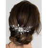 SWEETV Bride Wedding Hair Clip Flower Bridal Comb Silver Bride Hair Piece Crystal Side Combs Leaf Hair Accessories for Women and Girls