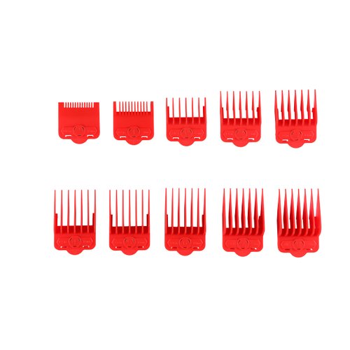 Supreme Trimmer Magnetic Guide Combs for Clippers | CMG100 Hair Clipper Guards, 10 Cutting Lengths | Red