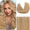 Benehair Remy Tape in Hair Extensions Human Hair Dark Blonde Seamless Skin Weft Tape in Real Human Hair Extensions Straight Hair 18 Inch 50g #27 20 pcs