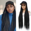 Refined hair Baseball Wig Cap With 3X Box Braids Hair 30 Inch Long Synthetic Box Braiding Hair Extension Adjustable Wig Hat For Women Girls (1B, 30 Inch)