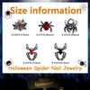 WOKOTO 50pcs 3D Black Spider Nail Charms For Halloween Holiday Charms For Acrylic Nails Black Spider Cobweb Alloy Nail Jewelrys For Women Girls Halloween Nail Gems Charms Rhinestones Accessories