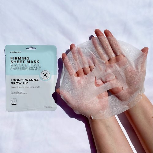 MaskerAide I Don’t Wanna Grow Up Firming Face Mask with Hydrolyzed Collagen, Hydrolyzed Elastin, Natural Ylang-Ylang Oil & Vitamin E, Firm & Soften Lines, Cruelty Free, Korean Skincare, 1 Pack