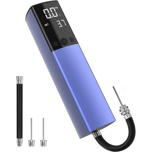 Electric Ball Pump, Smart Air Pump Portable Fast Ball Inflation with Precise Pressure Gauge and Digital LCD Display for Football Basketball Volleyball Football (2 Pin and 1 Spout)