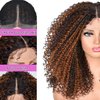 ANNISOUL Curly Lace front Wigs for Black Women Highlight Ombre Curly lace front Wig Synthetic Hair Pre Plucked 13x4x1HD Long Glueless Curly Afro Wig Black and Brown Synthetic Lace Frontal Wig