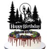 Sleyberoy Wolf Happy Birthday Cake Topper - Timberwolf Glitter Full Moon Cake Topper - Jungle Wild Animal theme Party Decor Supplies (wolf)