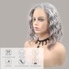 AFBeauty Short Wig Lace Front Wigs for Women Grey Colorful Wavy Wig Glueless Lace Wigs Heat Resistant Fiber Hair Synthetic Lace Front Wigs Silver Frontal Bob Wigs Daily Cosplay Wig 14 Inch