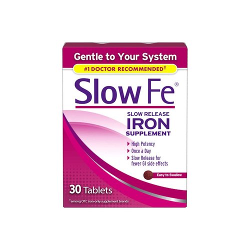Slow Fe Iron Supplement Tablets for Iron Deficiency, 30 Count (Pack of 3)