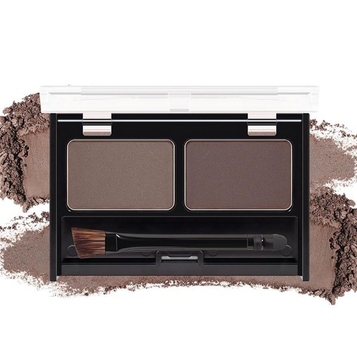 Brow Powder Kit,Long-Lasting Waterproof Two Colors Brow Filler Get Full Defined Natural Brows,Eye Brow Contour Palette with Double-ended Eyebrow Brush,sombra para cejas - Dark Brown+Light Brown