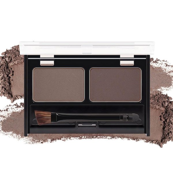 Brow Powder Kit,Long-Lasting Waterproof Two Colors Brow Filler Get Full Defined Natural Brows,Eye Brow Contour Palette with Double-ended Eyebrow Brush,sombra para cejas - Dark Brown+Light Brown