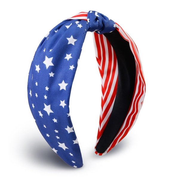 4th of July Headbands for Women Knotted American Flag Women Head Bands Top Knot Girls Hair Hoops Patriotic USA Headband Independence Day Red White and Blue Hair Accessories for Women