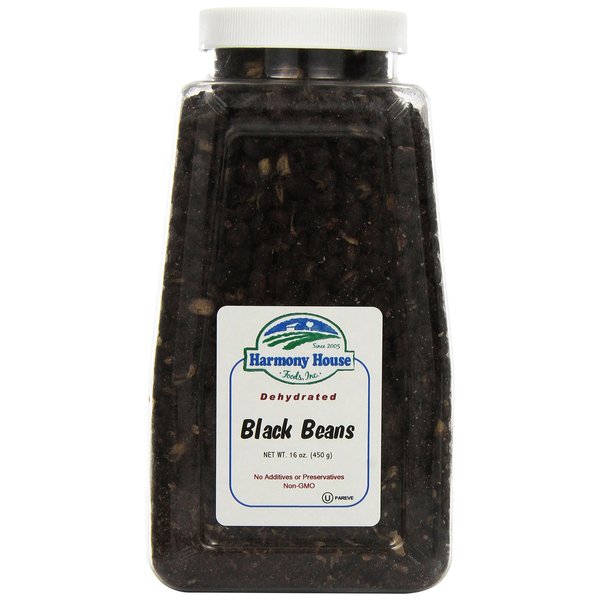 Harmony House Foods TRUE Dehydrated Black Beans - Easy Cook (16 oz, Quart Size Jar)