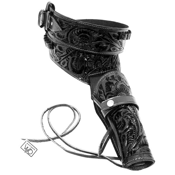 38/357 Caliber Leather Gun Holster - Authentic Handmade Waist Size 48 - Black