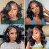 Jolanly Wavy Bob Wig Human Hair 13x4 Lace Front Wigs Human Hair Pre Plucked Glueless Wigs Human Hair 12 Inch Short Bob Wigs Brazilian Body Loose Wave Wear and Go Human Hair Wig