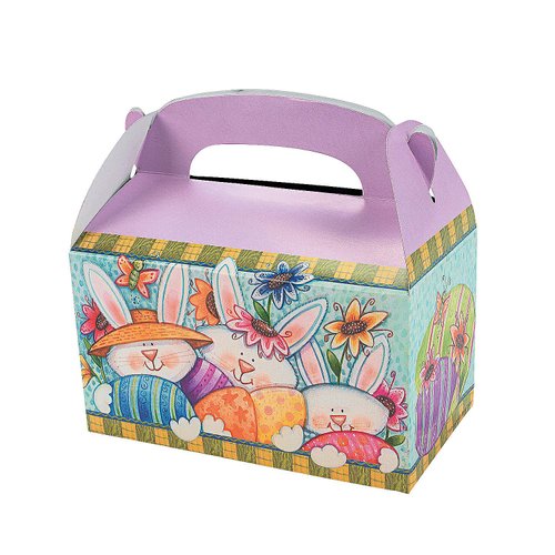 Fun Express - Easter Cardboard Treat Box for Easter - Party Supplies - Containers & Boxes - Paper Boxes - Easter - 12 Pieces