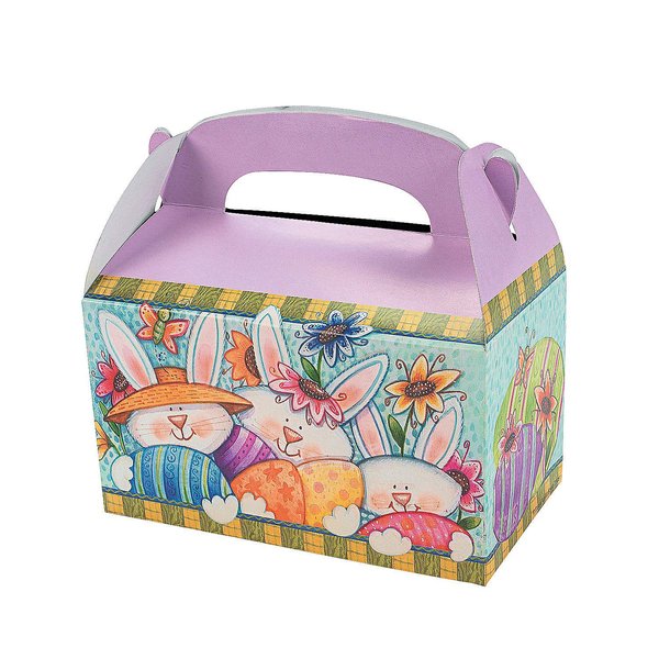 Fun Express - Easter Cardboard Treat Box for Easter - Party Supplies - Containers & Boxes - Paper Boxes - Easter - 12 Pieces