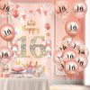 16th Birthday Party Decorations for Girls Rose Gold Happy 16th Birthday Banner with 18pcs 16th Balloons 16th Door Cover Backdrop Set for Girls Boys Birthday Anniversary Party Sign Porch Decor Supplies