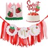 Strawberry First Party Decorations Highchair Banner 1st Crown One Cake Topper Sweet One Birthday Party Supplies