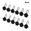 Sunlit Fashion Design Cute Paw Print Polished Shower Curtain Hooks for Dog Cat and Bear, Rust Proof Oil Metal Shower Curtain Rings, Black-12 Pack