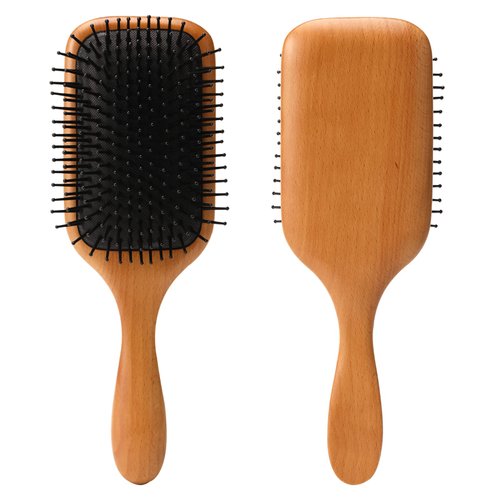 Hair Brush Natural Wooden Paddle Brush,Hairbrush,Paddle hair brush/brushes for men/women,Wood hairbrush for women,Brush for thick or curly hair,Black/Square hair brush,Beech Massage Scalp Brush