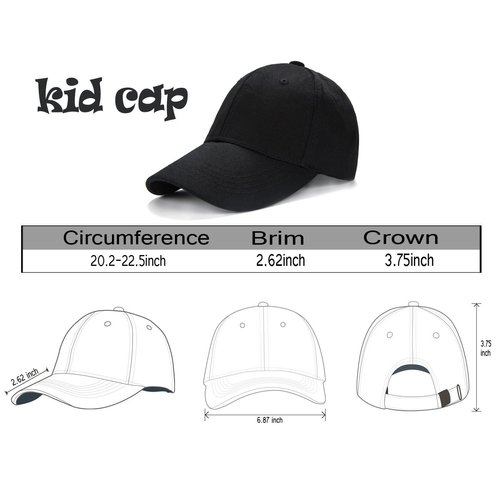Edoneery Unisex Toddler Kids Plain Cotton Adjustable Low Profile Baseball Cap Hat Black