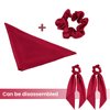 2 Pcs Knotted Bow Satin Hair Scrunchie Hair Scarf with Tail Hair Scrunchies Elastic Hair Scarf Ponytail Holder for Women and Girls (Red)