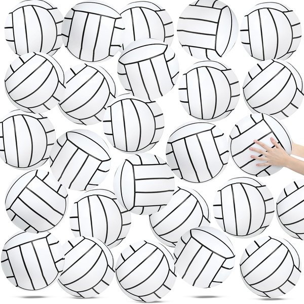 Wettarn 24 Pieces Inflatable Volleyball Beach Ball 12 Inches Volleyball Party Favors White Swimming Pool Party Ball Volleyball Beach Game Toys for Beach Pool Sports Game Party Supplies