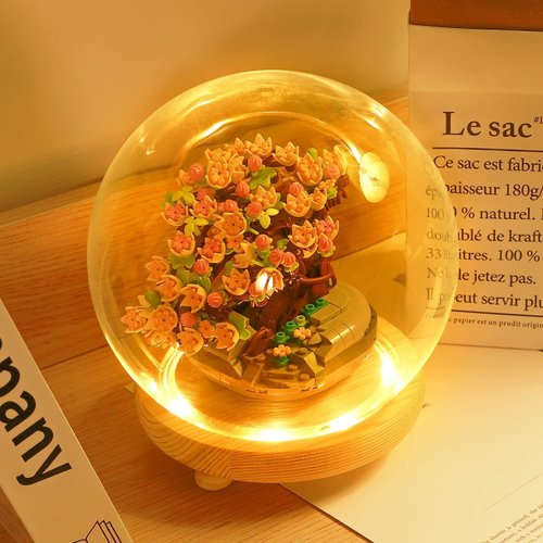 CEACYDIK Sakura Bonsai Building Kit,Flower Botanical Collection Construction Building Toy,Toy Building Block with Glass Cover，Building Blocks Set for Adults and Kids