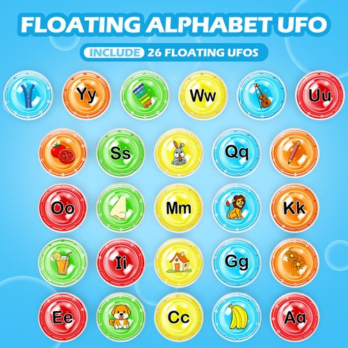 Edulok UFO Toddler Bath Toys Floating Pool Toys, Shower Bathtub Alphabet Learning ABC Letters Game, Baby Water Pool Swimming Toys, Educational Learning Activities Sensory Toys for Kids